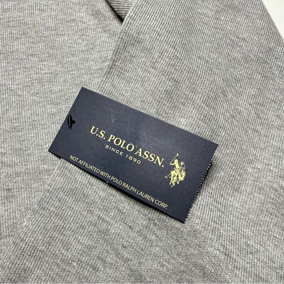 US Polo Assn. Men’s Quarter Zip Ribbed Mock Neck Pullover Sweater Gray Sz 3XL - Picture 7 of 11